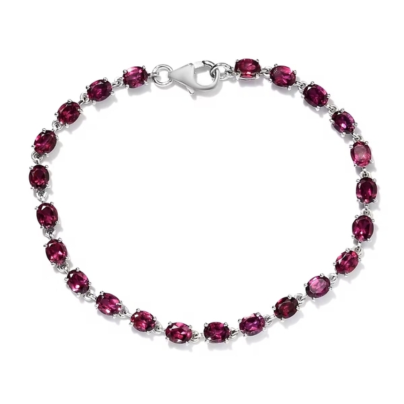Orissa Rhodolite Garnet Link Bracelet in Platinum Over 925 Sterling Silver - Picture 1 of 4